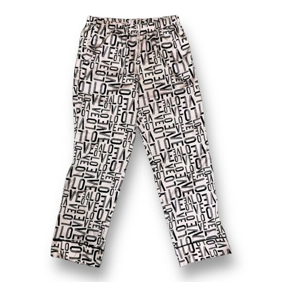 Victoria's Secret Black Satin Silk Pajama Set M Graphic Print Long Sleeve Button - Picture 3 of 5